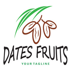Obraz premium Date palm fruit plant logo design with leaves,seeds and date palm tree isolated background exotic organic plant.