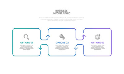3 Process Infographic square line with arrow design template . Business presentation, Banner, Brochure, Strategy and Planning. Vector illustration.