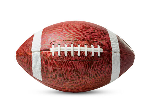 Leather American Football on White Background