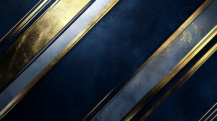 Elegant Navy Blue and Gold Awards Ceremony Poster Template with Diagonal Beams of Light | Formal Event Flyer Design with Metallic Patterns and High-Class Textures