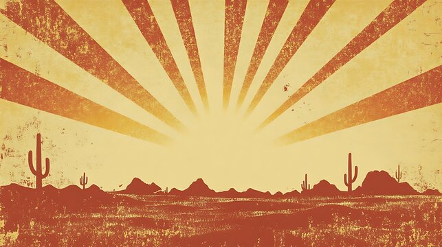 Desert Music Festival Poster Template with Beige and Brown Theme Featuring Dune Patterns and Cactus Silhouettes