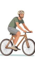 Obraz premium A person riding an off-road bicycle, with a flat design featuring simple lines and minimal details, set against a white background in an illustrative style.