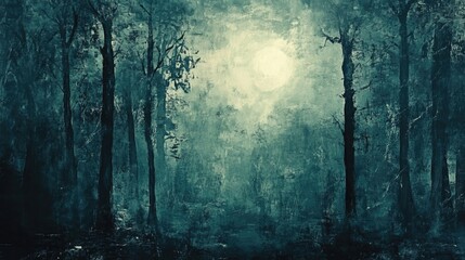 abstract horror forest art background vintage textured night imagery