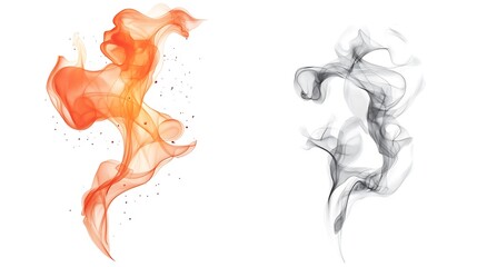 Fototapeta premium Dynamic Contrast of Red Flame and Gray Smoke in Vector Art Style
