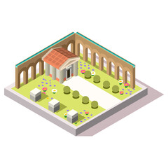 Isometric Imperial Rome Acqueduct Garden Game Tile