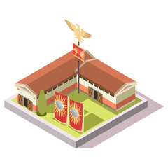 Isometric Imperial Rome Soldiers Barrak Game Tile
