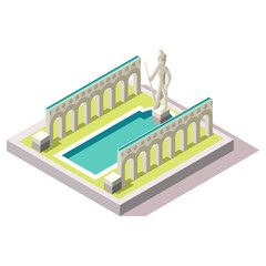 Isometric Imperial Rome Pool Garden Game Tile