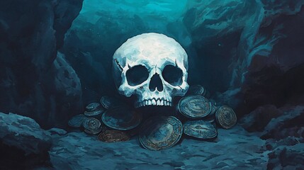 Skull and Treasure Underwater