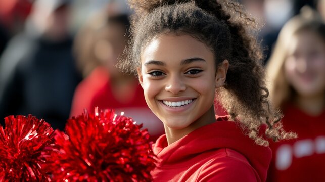 highschool cheerleaders close up 