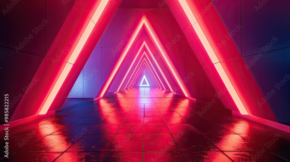 Aufkleber an artistic interpretation of a flying tunnel, using bold triangle lights to create a sense of movem