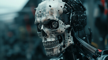 Fototapeta premium Circuits of the Soul: The Techno-Skull's Saga