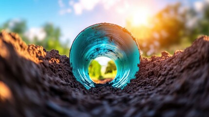 A close up shot of a newly installed water pipeline, representing the development of essential infrastructure.