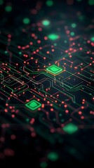 Illuminated Digital Business Model on Dark Futuristic Background - Intense Lighting Effects