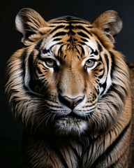 Fototapeta premium professional photo of majestic tiger head with dark background