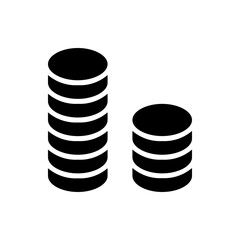 Coin or money icon. Business, finance or bank symbol. A stack of coins is an attribute of wealth.
