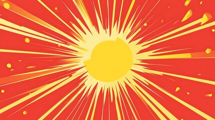 Dynamic Red and Yellow Comic-Style Sunburst Vector Illustration with Vibrant Sparkles - Modern and Lively Art Design