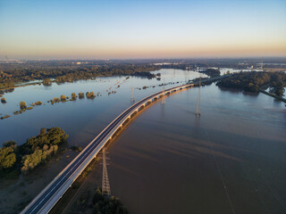 Wrocław Eastern Bypass (Wschodnia Obwodnica Wrocławia) during the flood in Poland in September...