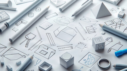 Templates with standard shapes and symbols for quickly adding common elements to drawings