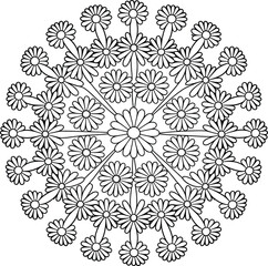 Flower Mandala silhouette with white background