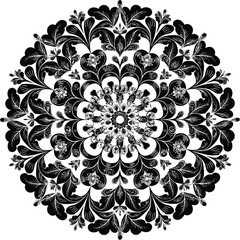 Flower Mandala silhouette with white background