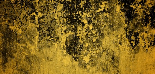 the long background of the wall is yellow, Rough blank wall painted by bright yellow paint as texture background or backdrop
