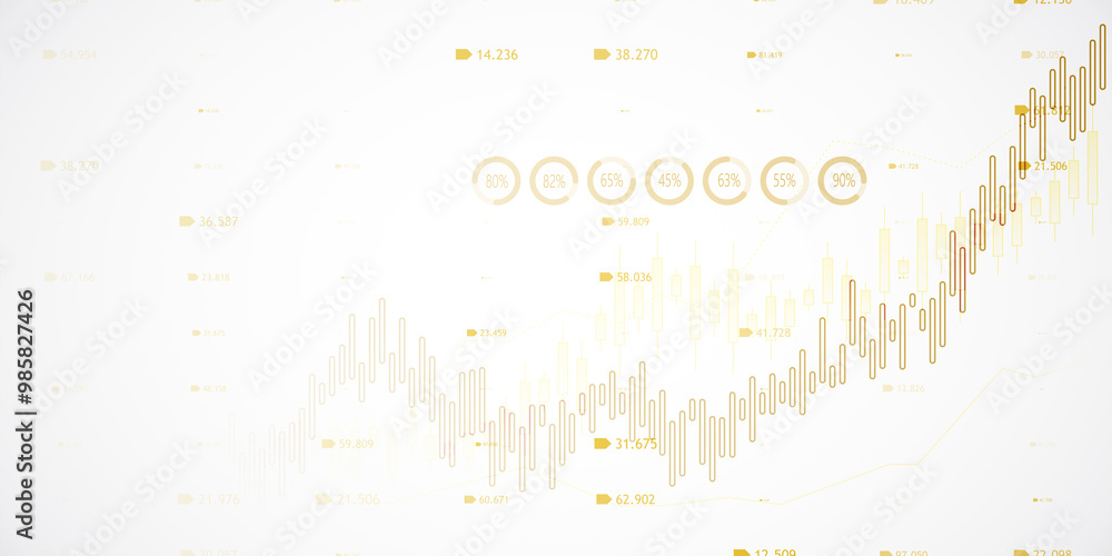 Aufkleber Abstract financial chart with data points on white background. 3D Rendering