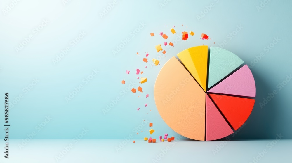 Poster a pie chart with segments representing different data categories, showcasing their relative contribu