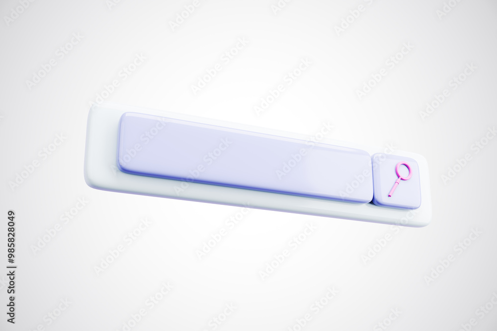 Poster search bar icon with magnifying glass on white background. 3d rendering