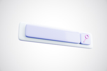 Search bar icon with magnifying glass on white background. 3D Rendering