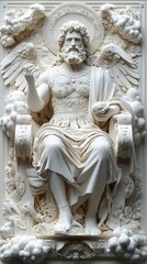 Obraz premium Regal Celestial Deity Majestic 3D Paper Cut Roman God Jupiter with Thunderbolts and Eagles