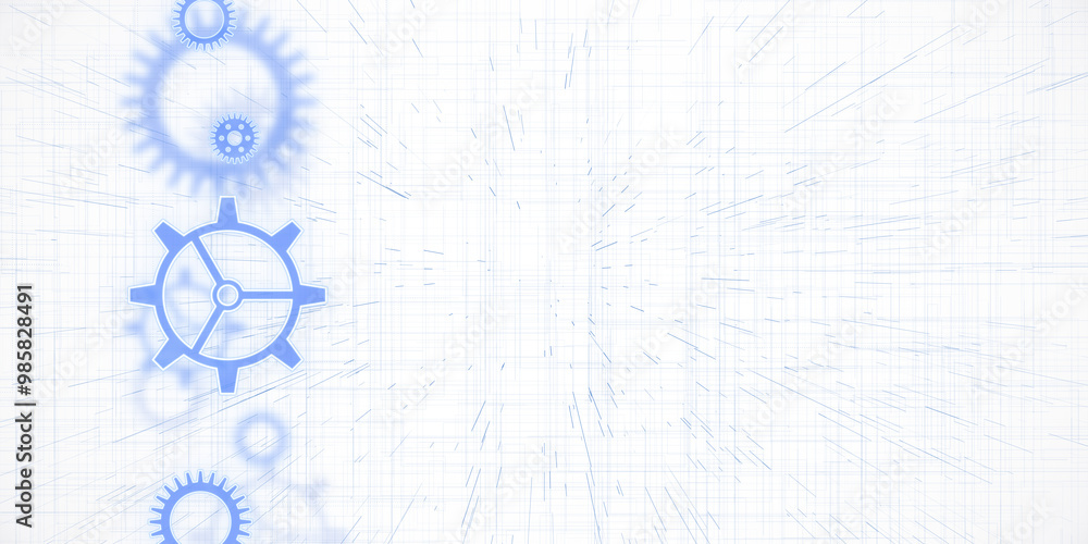 Poster Abstract gears on a white background. 3D Rendering