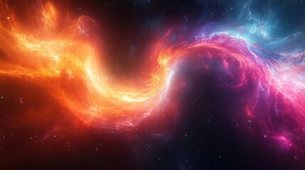 abstract cosmic background with swirling light trails and geometric lines evoking the mysteries of space and the flow of energy in vibrant ethereal colors