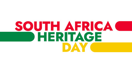 South Africa Heritage Day colorful text typography on white or black background banner illustration great for wishing and celebrating Happy South Africa Heritage Day in september