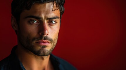 Obraz premium Intense Man Staring into the Camera with Focused Expression