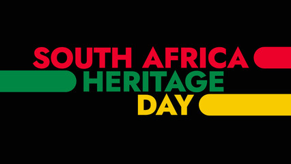 South Africa Heritage Day colorful text typography on white or black background banner illustration great for wishing and celebrating Happy South Africa Heritage Day in september