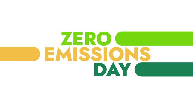 Zero Emissions Day colorful motion graphics seamless loopable text animation on white or black background for celebrating awareness about zero emissions day in september