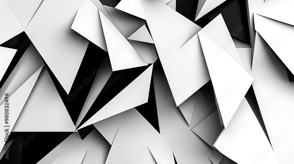Aufkleber striking monochrome geometric design on clean white background - abstract 3d render vector pattern w