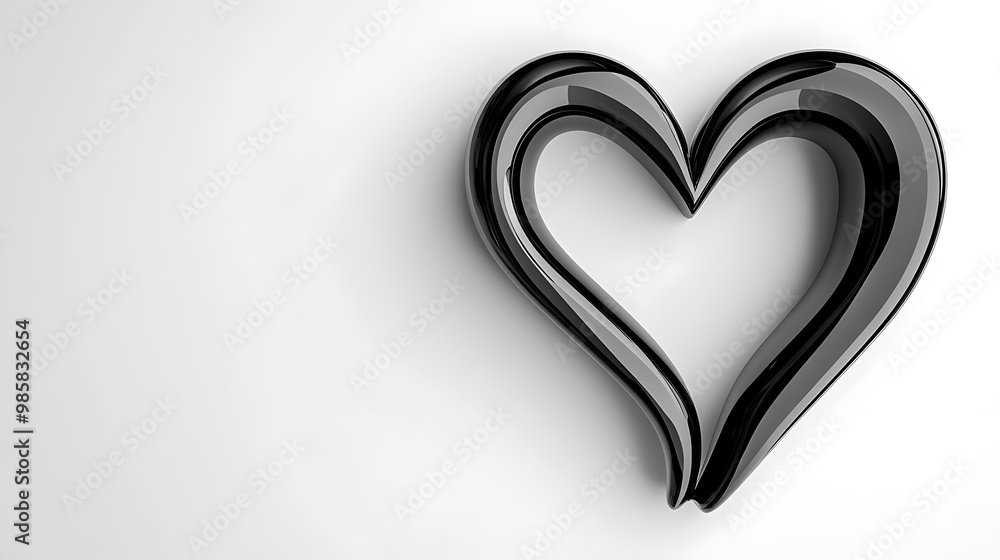 Poster minimalistic black and white heart symbol on white background - vector illustration with smooth curv