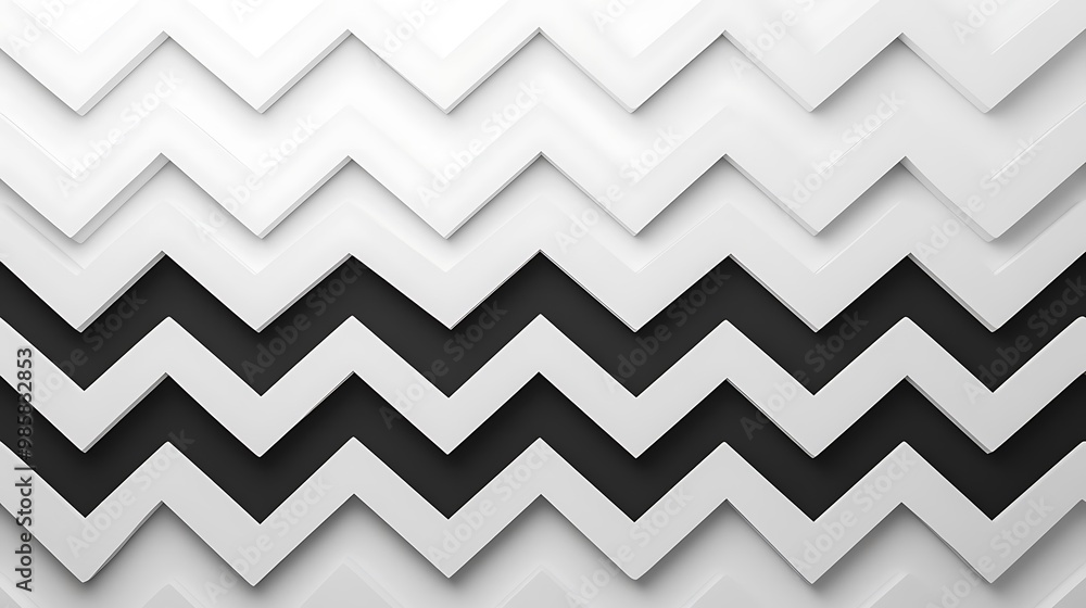 Aufkleber clean black and white chevron pattern on white background - geometric vector design with sharp lines