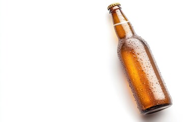 Beer bottle on solid white background, single object