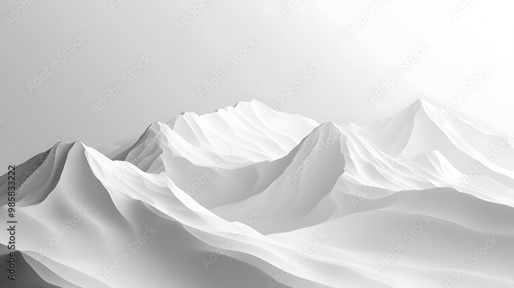 Poster minimalist black and white mountain range vector illustration on smooth white background with clean 