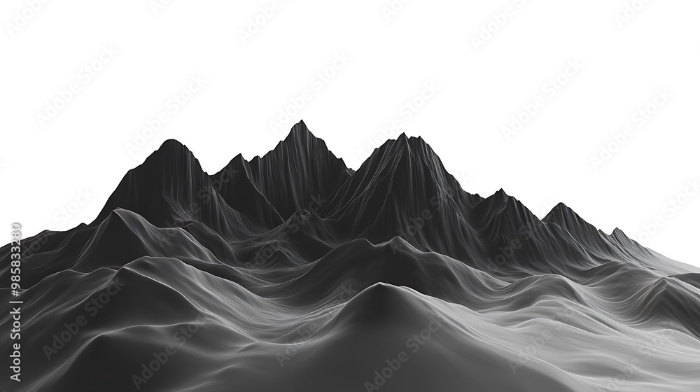 Aufkleber minimalist black and white mountain range on smooth background - vector illustration with clean line