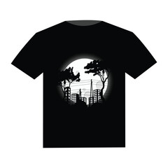 Cityscape Moonlight T-Shirt Design
