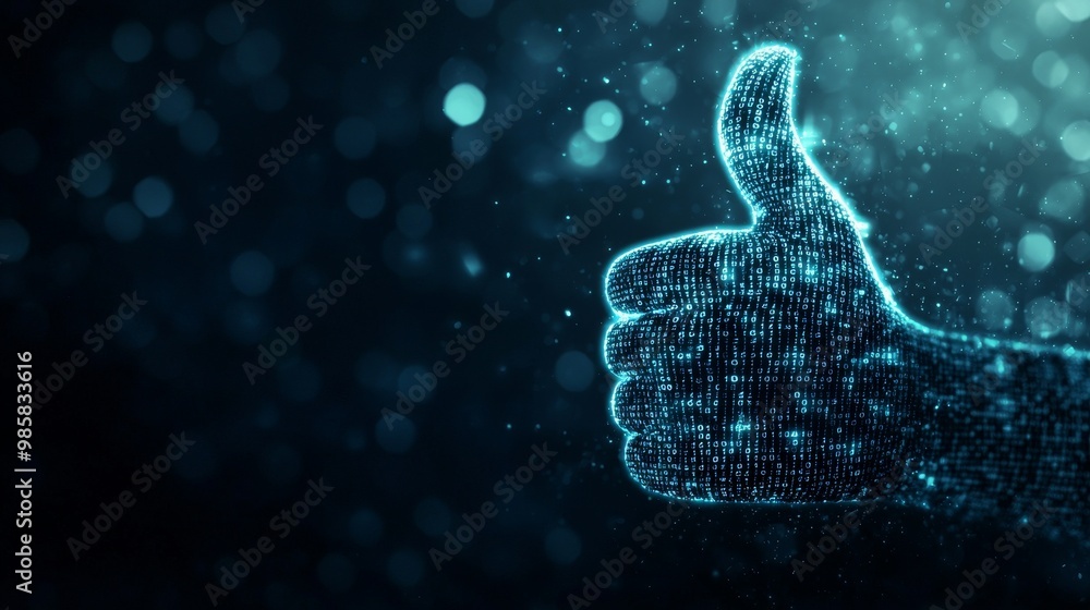 Poster conceptual representation of social networking technology against a futuristic, blue digital grid ba