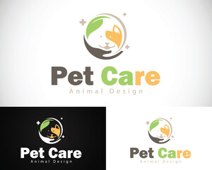 pet care logo creative health nature herbal dog and cat design concept pet shop