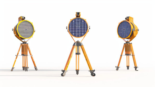 Sun trackers for accurately positioning instruments to measure solar radiation isolated on white background