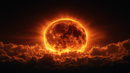 A mesmerizing solar eclipse in an empty black sky.