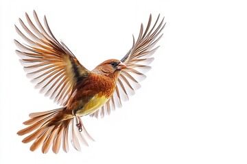 Fototapeta premium A&nbsp;stunning bird in flight, isolated on a white backdrop. Generative Ai