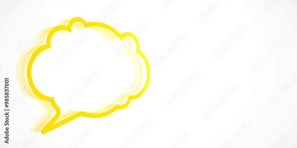 Poster yellow speech bubble isolated on white background. 3d rendering