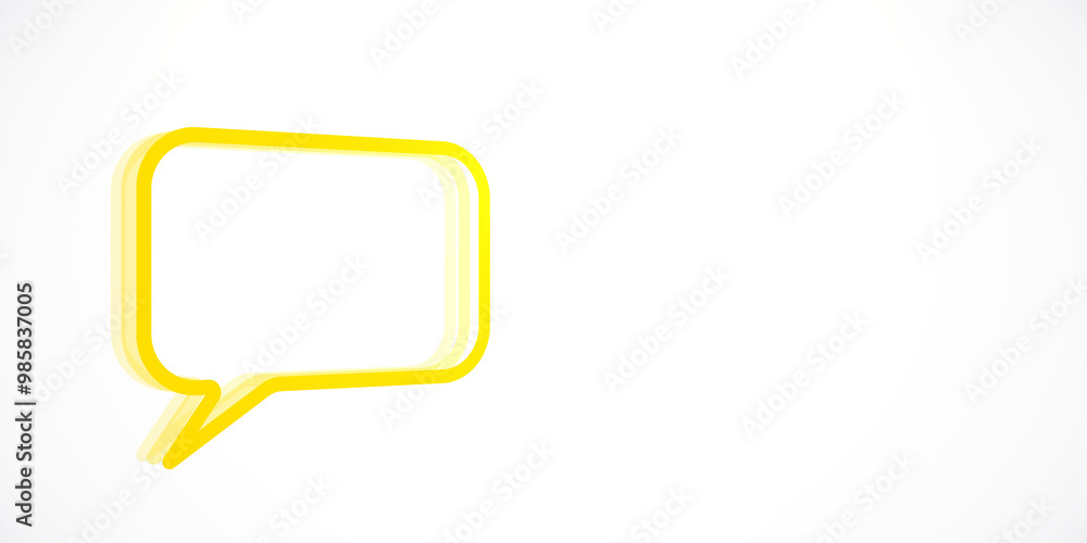 Poster yellow neon speech bubble isolated on a white background. 3d rendering